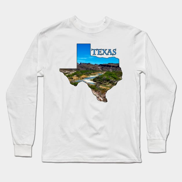 State of Texas Outline Long Sleeve T-Shirt by gorff